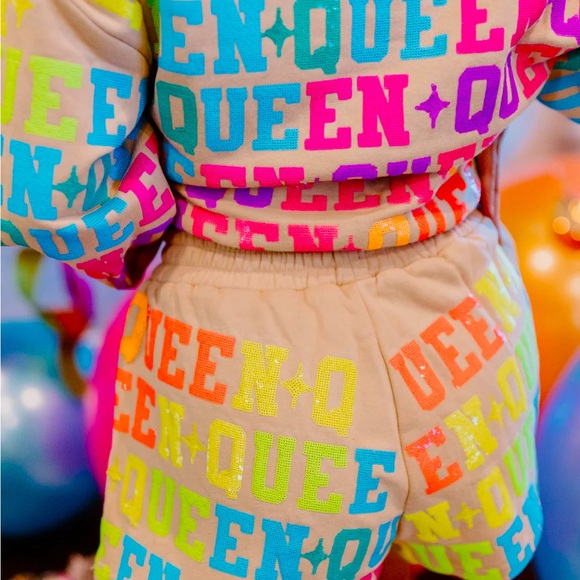 QUEEN OF SPARKLES TAN & NEON QUEEN ALL OVER SET - Size Medium - Picture 3 of 3